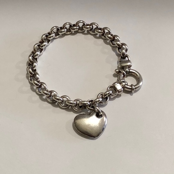 Sterling Silver Italian Milor Bracelet with Heart Charm - Picture 1 of 6